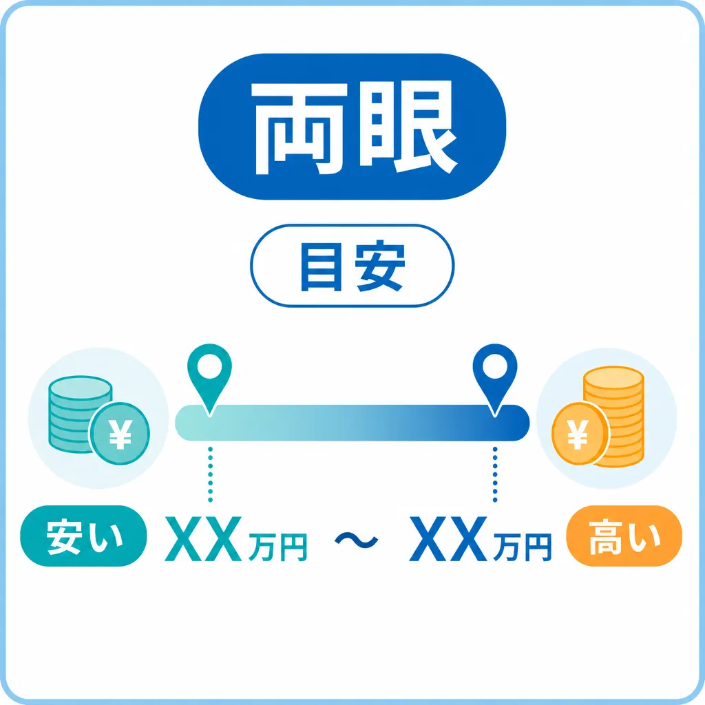 ICLの両眼総額の目安レンジを示す価格帯バーの図解