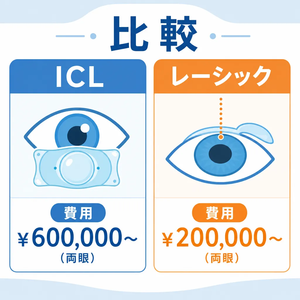 ICLとレーシックの費用比較を示す図解