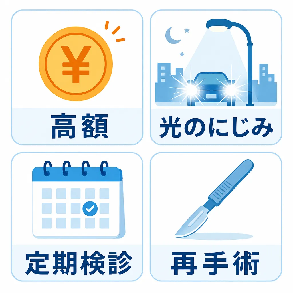 ICLの主なデメリットをアイコンで示した図解