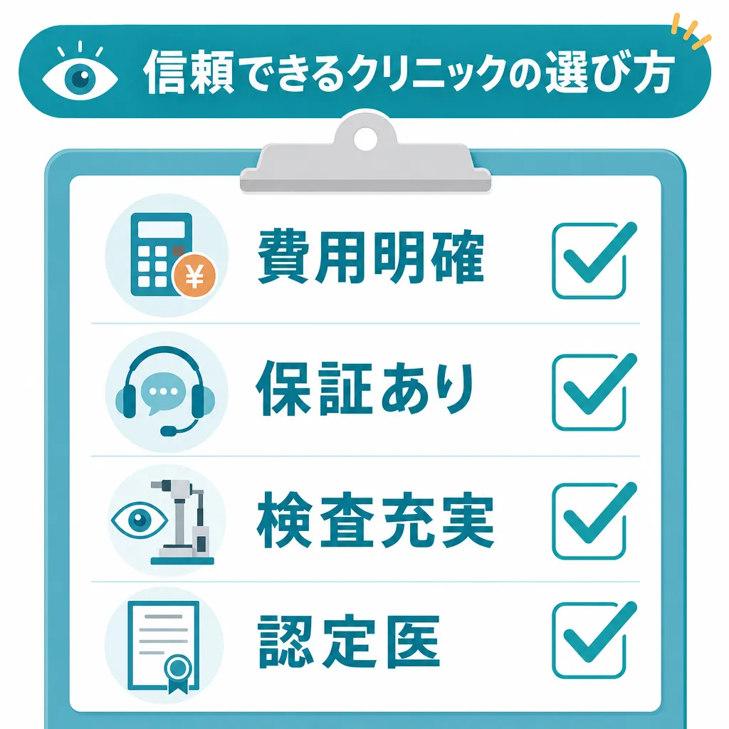 信頼できるICLクリニック選びのチェックリスト図解