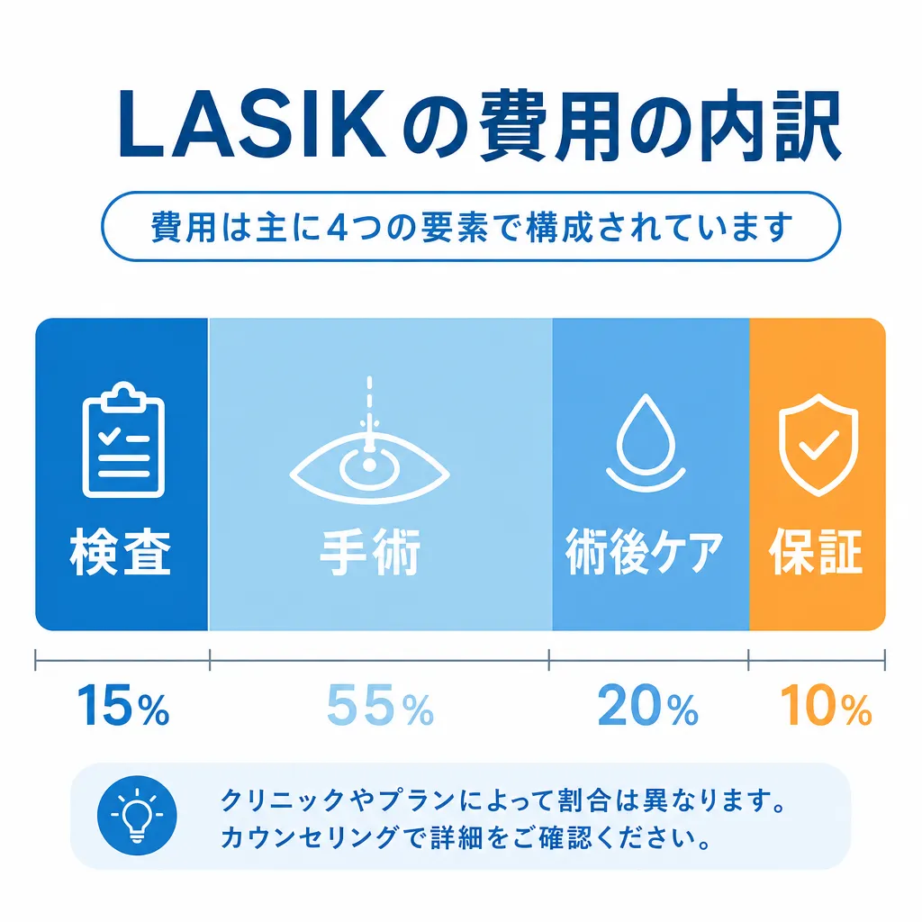 レーシック費用の内訳を分解した図解