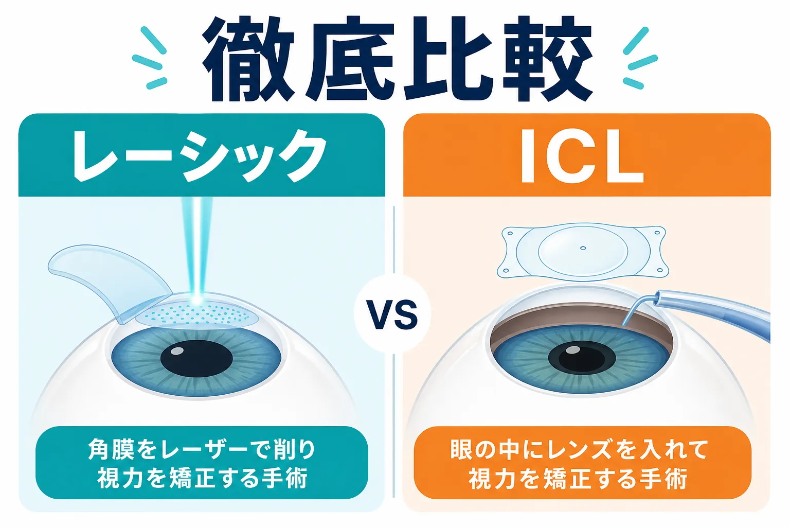 レーシック icl 違い｜レーシックとICLの違いを比較するアイキャッチ画像